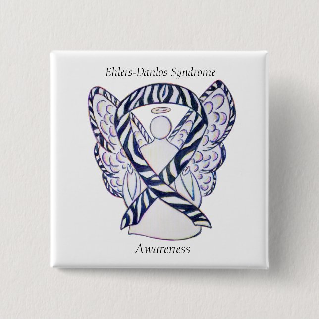 Chapa Cuadrada Ehlers-Danlos Síndrome Awareness Ribbon Zebra Pins (Anverso)