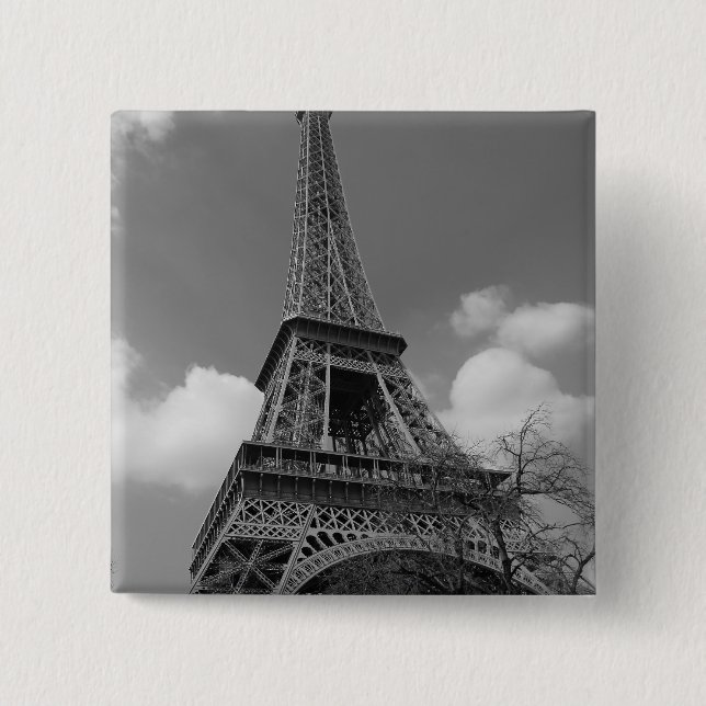Chapa Cuadrada Eiffel nublado en blanco y negro, 2015 (Anverso)