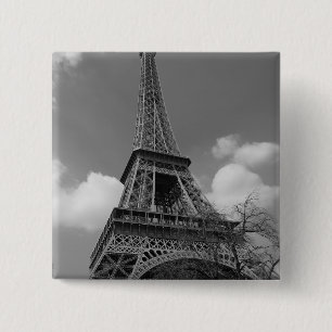 Chapa Cuadrada Eiffel nublado en blanco y negro, 2015