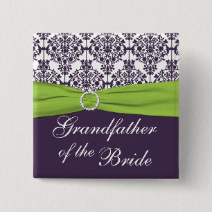 Chapa Cuadrada El abuelo de la novia, Lime y Purple Damask