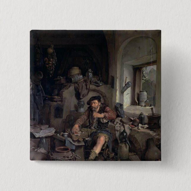 Chapa Cuadrada El alquimista, 1663 (Anverso)