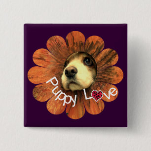 Chapa Cuadrada El amor de los cachorros sale de la flor