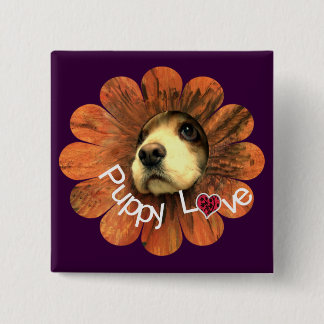 Chapa Cuadrada El amor de los cachorros sale de la flor