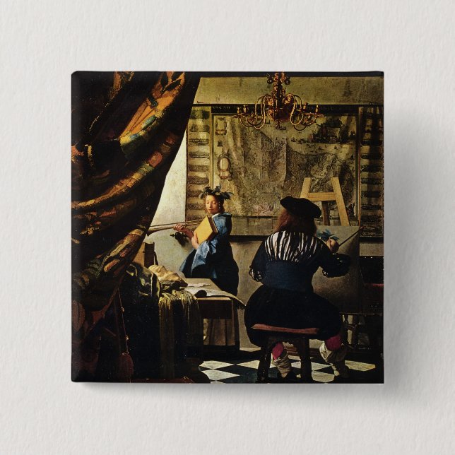 Chapa Cuadrada El arte de Juan Vermeer de la pintura circa 1668 (Anverso)