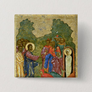 Chapa Cuadrada El aumento de Lazarus, icono ruso