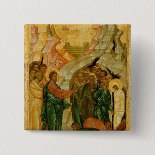 Chapa Cuadrada El aumento de Lazarus, icono ruso