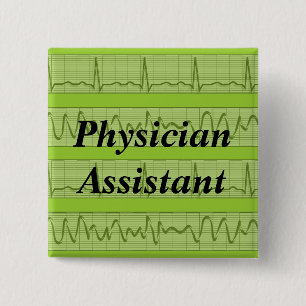 Chapa Cuadrada El ayudante del médico abotona verde cardiaco del