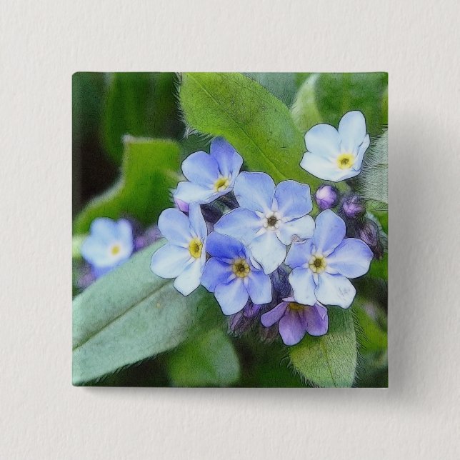 Chapa Cuadrada El azul me olvida no las flores (Anverso)