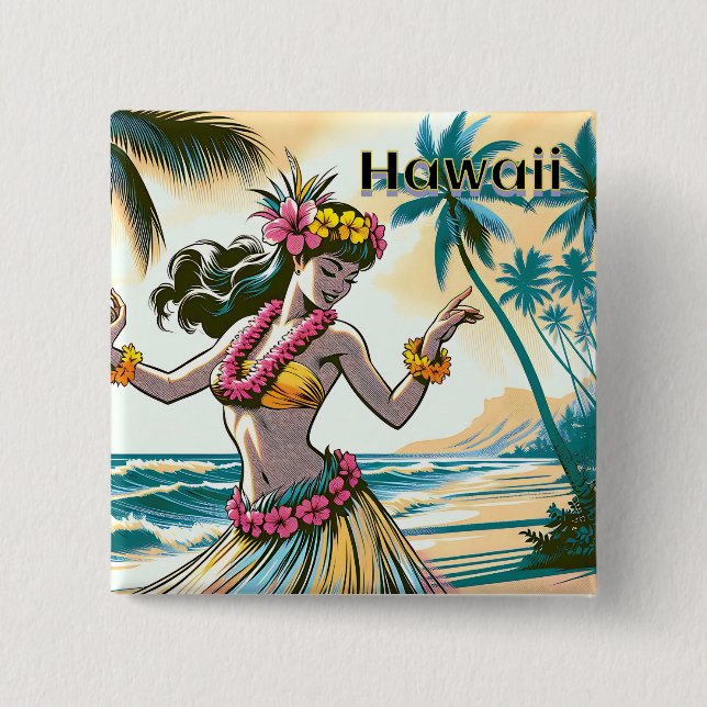 Chapa Cuadrada El bailarín Hula en Hawaii (Anverso)
