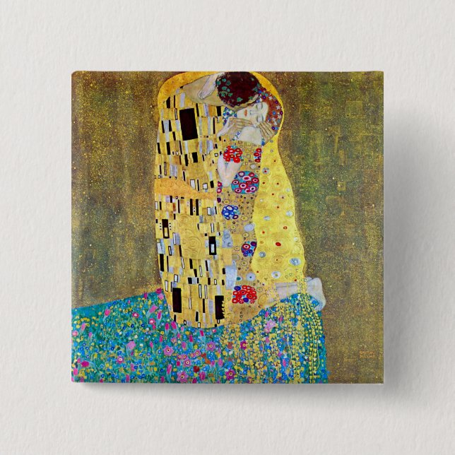 Chapa Cuadrada El beso 2 de Gustav Klimt (Anverso)