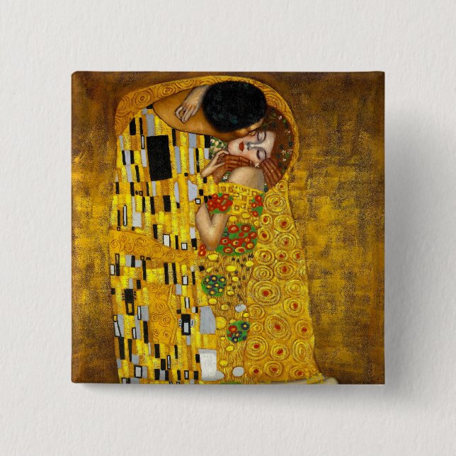 Chapa Cuadrada El beso de Gustavo Klimt (Anverso)