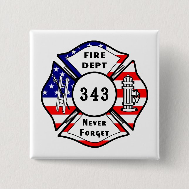 Chapa Cuadrada El bombero 9/11 nunca olvida 343 (Anverso)