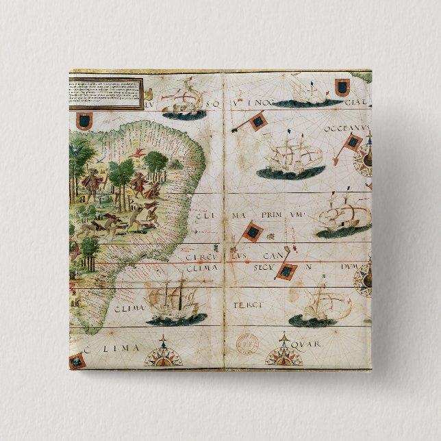 Chapa Cuadrada El Brasil del "atlas de Miller" por Pedro Reinel (Anverso)