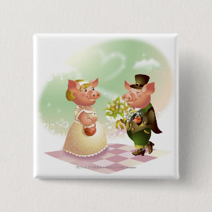 Chapa Cuadrada El cerdo masculino da un bouqet de flores a un