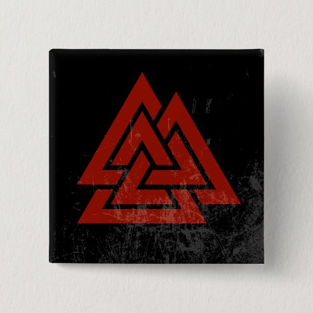 Chapa Cuadrada El corazón de Hrungnir (grunge rojo y negro) (Anverso)