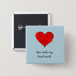 Chapa Cuadrada El corazón sonriente azul romántico