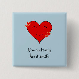 Chapa Cuadrada El corazón sonriente azul romántico