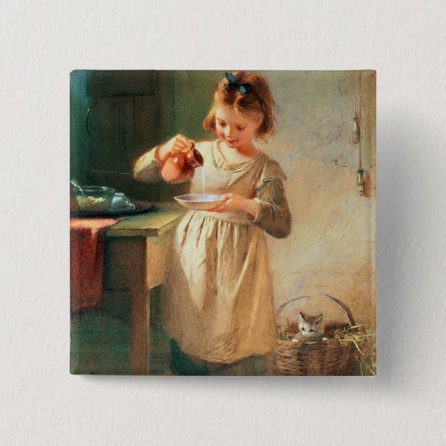 Chapa Cuadrada El desayuno del gatito (Anverso)