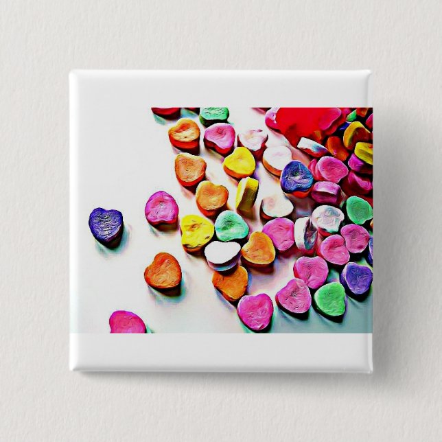 Chapa Cuadrada El día de San Valentín Candy Hearts (Anverso)