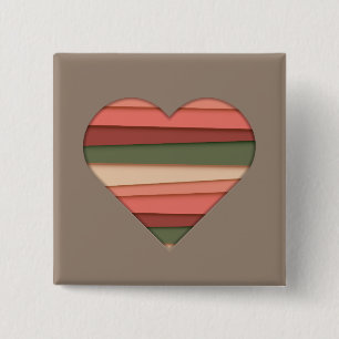 Chapa Cuadrada El día de San Valentín de Heart Love Striped