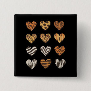 Chapa Cuadrada El día de San Valentín de Love Heart Leopard Cute