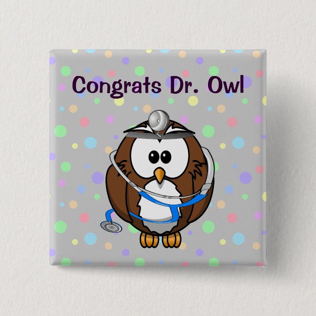 Chapa Cuadrada El Dr. Owl de Congrats (Anverso)