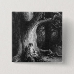 Chapa Cuadrada El Enchanter MERLIN y Vivien de hadas