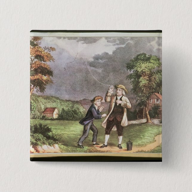 Chapa Cuadrada El experimento de Franklin en electricidad (Anverso)