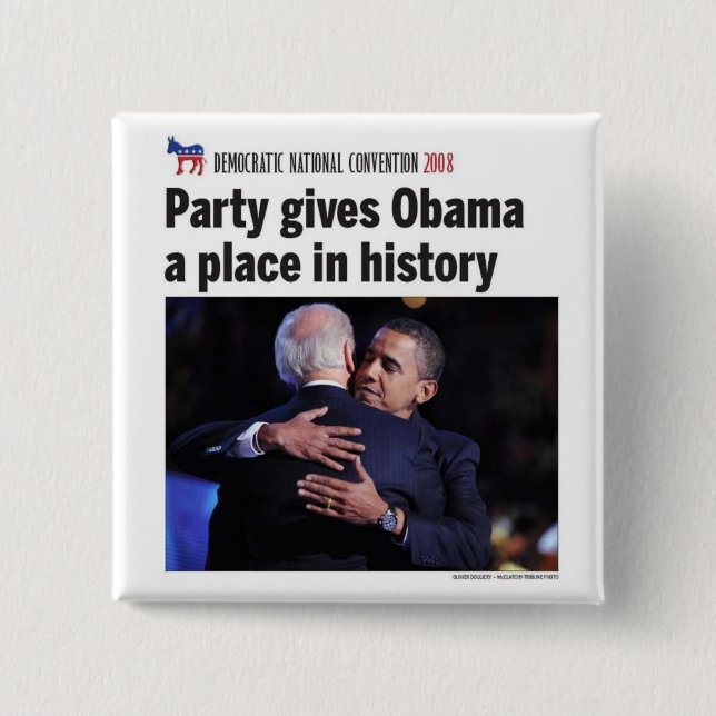 Chapa Cuadrada El fiesta Democratic da el lugar de Obama en (Anverso)