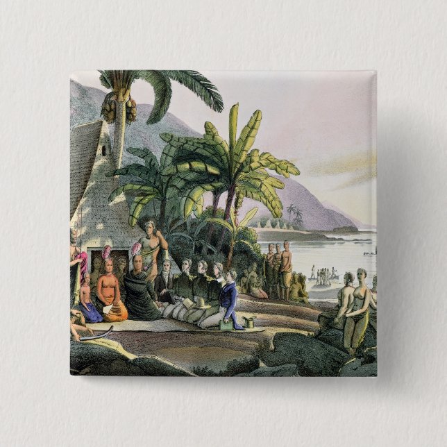 Chapa Cuadrada El fiesta y el rey Kamehameha de la expedición I (Anverso)