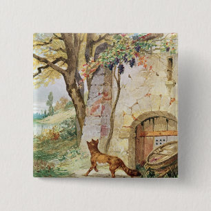 Chapa Cuadrada El Fox y las uvas, ilustracion para
