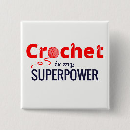 Chapa Cuadrada El ganchillo es mi superpotencia en rojo