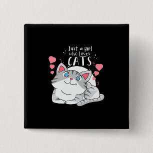 Chapa Cuadrada El gato ama solo a un Chica que ama al gato
