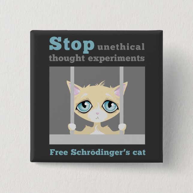 Chapa Cuadrada El gato de Schrodinger libre (Anverso)
