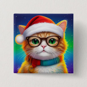 Chapa Cuadrada El gato Navidad Santa Claus-68265