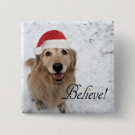 Chapa Cuadrada El golden retriever cree navidad