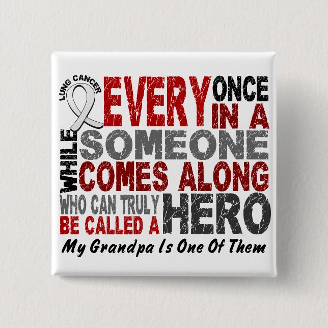 Chapa Cuadrada El HÉROE VIENE ADELANTE 1 CÁNCER de PULMÓN del (Anverso)