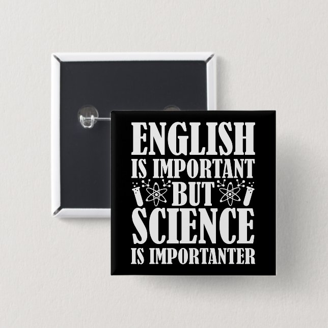 Chapa Cuadrada El inglés es importante pero el profesor es gracio (Anverso y reverso)