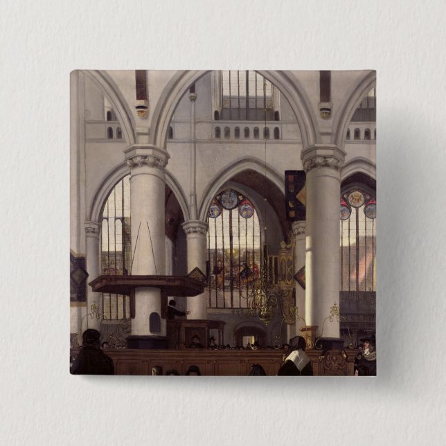 Chapa Cuadrada El interior de Oude Kerk, Amsterdam, c.1660 (Anverso)