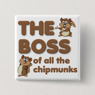 Chapa Cuadrada El Jefe De Todos Los Chipmunks Button Badge Funny