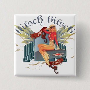 Chapa Cuadrada El kitsch Bitsch: Pin-Para arriba del tatuaje del