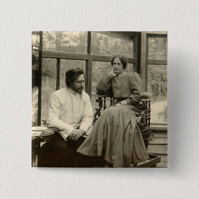 Chapa Cuadrada El Leonid Andreyev autor con su esposa (Anverso)