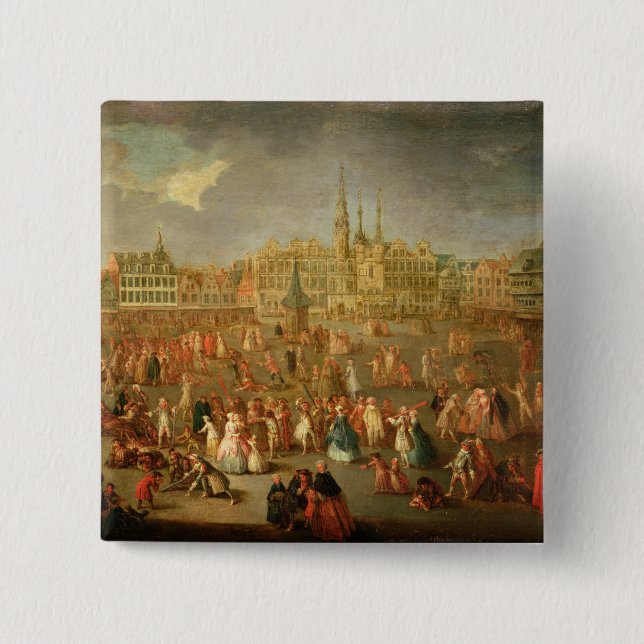Chapa Cuadrada El lugar magnífico durante carnaval, Cambrai, 1765 (Anverso)