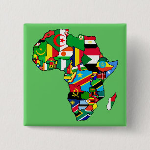Chapa Cuadrada El mapa africano de África señala la bandera de