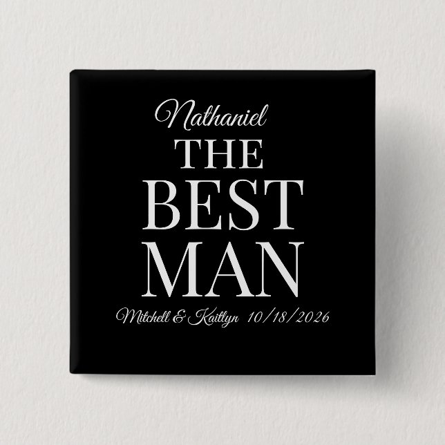 Chapa Cuadrada El mejor Boda masculino (Anverso)
