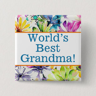 Chapa Cuadrada El mejor pin de la abuela del mundo