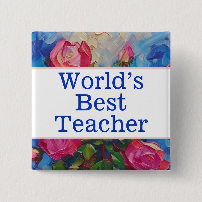 Chapa Cuadrada El mejor pin del profesor del mundo (Anverso)