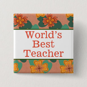 Chapa Cuadrada El mejor pin del profesor del mundo