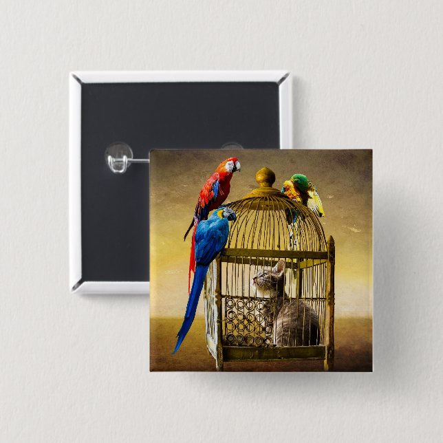 Chapa Cuadrada El mundo ascendente de la jaula dorada (Anverso y reverso)