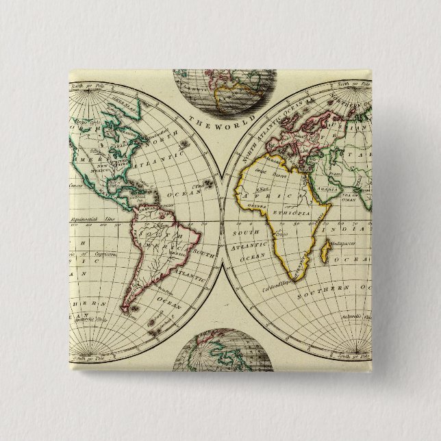 Chapa Cuadrada El mundo con fronteras continentales (Anverso)